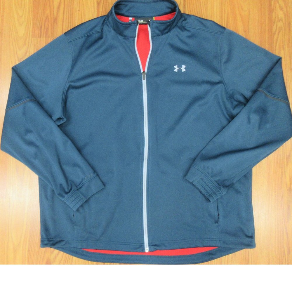 UNDER ARMOUR FULL ZIP JACKET POLYETSTER DARK CYAN BLUE & GRAY X-LARGE, XL